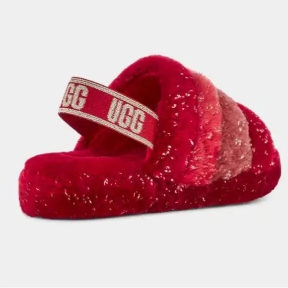 UGG fluff yeah in metallic red size 5 - Picture 1 of 7